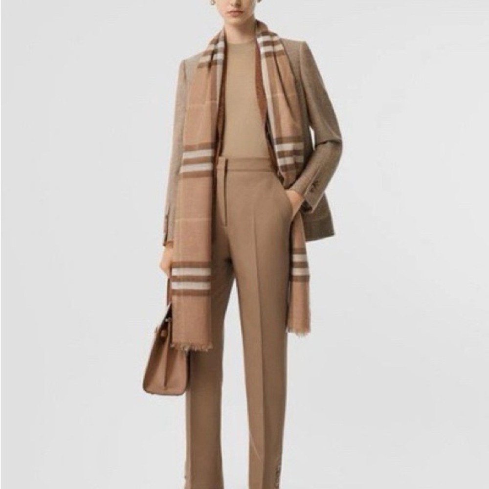 Burberry Tan Plaid Scarf - Picture 8 of 9